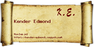 Kender Edmond névjegykártya